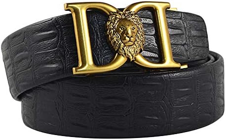 Tiners Men's Business Leather Belt Automatic Buckle Men's Ratchet Black Dress,130CM [Energy Class A]