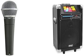 Pyle-Pro PDMIC58 Professional Moving Coil Dynamic Handheld Microphone and Pyle Karaoke Vibe Bluetooth PA Speaker System, Audio &amp; Video Wireless Entertainment System, Microphone Included Bundle