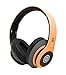 iJoy Bluetooth Headphones Over Ear, Wireless and Wired Foldable Headset Built-in Microphone, FM, Micro SD Card Slot - (Orange) Adults Kids Men Women
