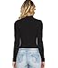 OLUOLIN Womens V Neck Long Sleeve Bodysuit Party Bodycon Jumpsuit Tops Black M