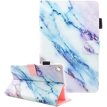 Fvimi All-New HD 8 Case, Slim Fit Folio Stand Leather Cute Design Smart Cover with Auto Wake/Sleep Function for HD 8 8th Generation 2018 / 7th Generation 2017 / 6th Generation 2016, Marble