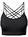 Women's Front Criss Cross Strappy Wirefree Fitness Bralette Tops Black SM