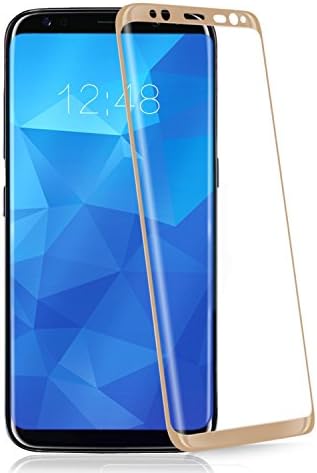 Galaxy S8 Plus Screen Protector, Gogopa [Full Screen] [Full Coverage] 9H HD Clear Anti-Bubble 3D Curved Tempered Glass Screen Protector (Gold, S8+)