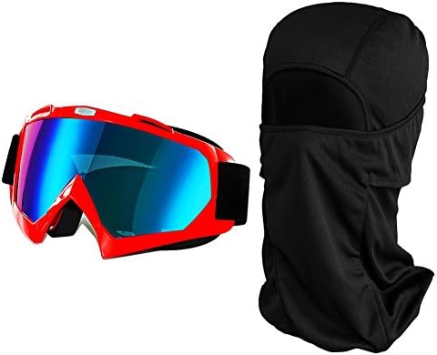 OutMall Face Mask and Goggles, 100% UV Eye Protection Tinted Glasses Motorcycle Goggle with Balaclava Face Mask for Men, Women &amp; Youth Off Road Riding, ATV Racing, Cycling, Safety Outdoor Sports
