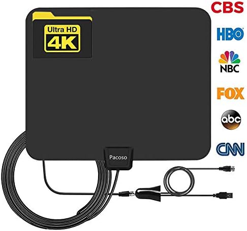 HDTV Antenna 50-100 Miles Range Support 4K 1080p, VHF UHF Freeview Channels with Detachable Amplifier,and 13.3ft Longer Coax Cable