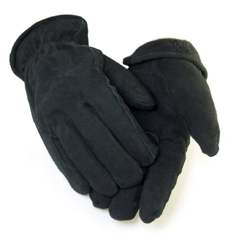 Mossi Butter-Soft Deerskin Gloves with Thinsulate Lining, Pack of 2 Pairs (Black, Large)