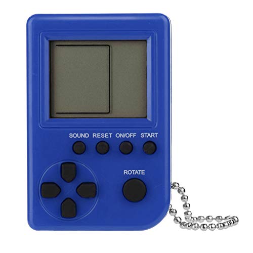 Cywulin Retro Mini Keychain Pendant Game Tetris Game Console Toy Packaging Toys Built-in 26 Games Travel Portable Gaming System Electronics Machines Gaming Gift Present for Boy Kids (Blue)