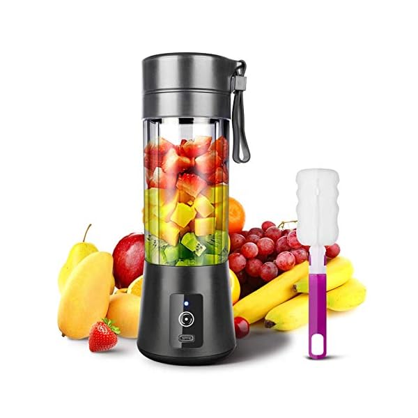 Portable-Blender-Ksera-Smoothie-Juicer-Cup-Personal-Mini-Blender-for-Smoothies-and-Shakes-Six-Blades-in-3D-380ml-13oz-2000mAh-Powerful-USB-Rechargeable-Home-Travel-Handheld-Fruit-Juicer-Black Portable Blender, Ksera Smoothie Juicer Cup, Personal Mini Blender for Smoothies and Shakes- Six Blades in 3D, 380ml…