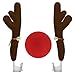 mAuto Car Reindeer Antlers, Reindeer Antlers for Car with Plush Reindeer Nose for Car Grille, Reindeer Ears Car Costume for Christmas - Full Set with 2 Antlers and 1 Reindeer Nose