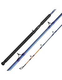 KastKing   Cañas de pescado KastKat, 100  vidrio S Linear de gran resistencia y potencia de elevación, acero inoxidable, mango envuelto en cruz, asientos de carrete fuertes, puntas de rayas naranjas