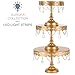 Aurora 3-Piece Gold Rechargeable LED Cake Stand Set, Round Metal Crystal Cupcake Dessert Display Pedestal Wedding Party Display, Chargers Included