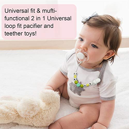 Pacifier Clip for Boys and Girls, Baby Holder Leash, Silicone Teething Straps Unisex Design, Silicone Pacifier Clip, Baby Shower Gift Set, Easy to Use for Teething Toys (Baby Love)