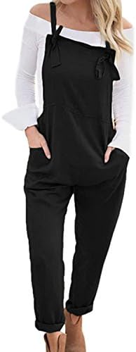 LVCBL Women Adjustable Strap Overall Sleeveless Playsuit Jumpsuit Dungarees Romper Black 2XL