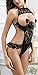Queen.M Lace Sling Open Cup Floral Sexy Lingerie Lace Nighty,Black,Small