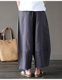 Pantalones de lino para dama con cintura elástica