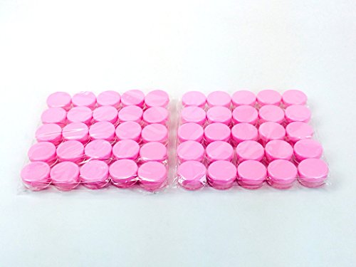 Beauticom 5G/5ML High Quality Clear Plastic Cosmetic Container Jars with PINK Lids, 50 Pcs