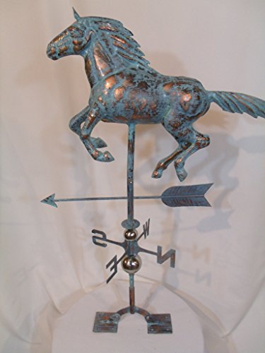 Furniture Barn USA Large Handcrafted 3D 3- Dimensional Running Horse Weathervane Copper Patina Finish
