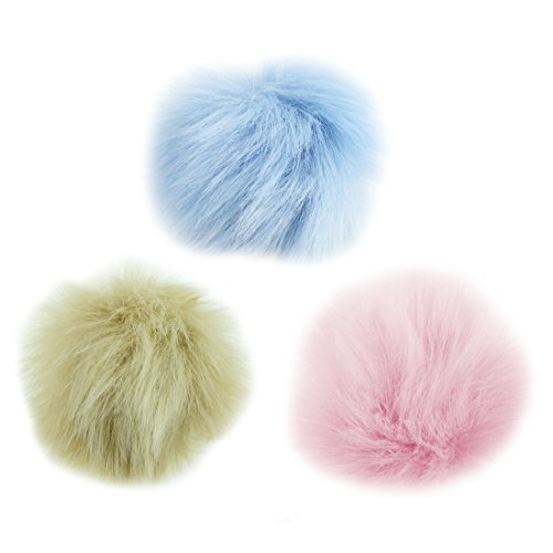 JINSEY 12pcs Faux Fake Fox Fur Fluffy Pom Pom Balls with Snap for Knitting Pompom Hat Hats Keychains Purse Charms Craft Making Supply Colorful