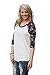 MIXMAX Women Contrast Color Floral Print 3/4 Sleeve Raglan T Shirt Tops (Large)