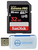 SanDisk 32GB Extreme Pro Memory Card works with Nikon D3400, D3300, D750, D5500, D5300, D500, AW130, W100, L840, A900, P530 Digital DSLR Camera SDHC 4K V30 UHS-I with Everything But Stromboli Reader