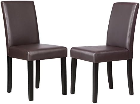 Kitchen Dinette Dining Room Chair Elegant Design Leather Backrest,Set of 2,Brown