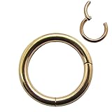 16G/14G/12G Rose Gold PVD Anodised 316L Steel Septum Hinged Clicker Segment Nose Rings-inner diameter 6/7/8/9/10/12mm