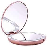 LUNA London LED Lighted Compact Makeup Mirror | 1x/7x Magnifying, Illuminated, Portable, Folding | Perfect for Handbag, Pocket & Travel Beauty Needs | Matte Rose Gold