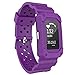 MORETEK for Charge2 Band Tough Hard Hybrid Cover Dual Layer Armor Defender Case Wrist Strap for Fitbit Charge 2 Replacement Bands (Purple)