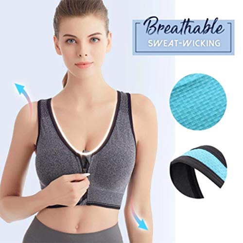 Moaly Sport BH, Ademend Zip Front Sport BH, Schokbestendig Draadloos Running Vest Yoga BH Ondergoed voor Vrouwen - Image 6