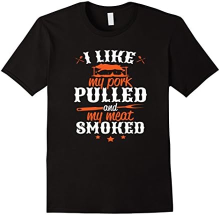 Men's I Like My Pork Pulled and My Meat Smoked T-Shirt Large Black