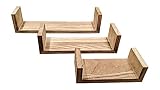 Gianna's Home Set of 3 Rustic Farmhouse Distressed Country Floating Wood Wall Shelves (U-Shaped (Torched))