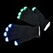 Flashing Panda LED Raver Gloves, 6 modes, Multicolor - R,G,B LED in each fingertip, Black