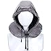L'ALYSSE Hooded Neck Pillow Airplane Travel Pillow with Music Earbuds (Grey)