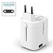 Insten Universal Worldwide Travel Adapter Wall Charger Power Plug AC Adapter with Dual USB Charging Ports for US/EU/UK/AU International Cellphone Laptop, White