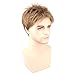 Kalyss Men's Short Straight Brown Wig Heat Resistant Synthetic Hair Wigs with Hair Bangs
