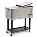BELLEZE 80-Quart Portable Rolling Ice Chest Cooler Cart Patio Party Drink Ice, Stainless Steel