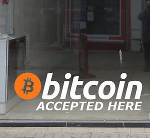 1pc- BITCOIN accepted here ! XXL SIZE - Symbol 25 inch Cryptocurrency Digital Decal Sticker For Use On Laptop, Helmet, Car, Truck, Motorcycle, Windows, Bumper, and Wall/door Decal