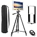 PEYOU Compatible for iPad iPhone Tripod, 62 inch Lightweight Aluminum Phone Camera Tablet Video Tripod + Wireless Remote + 2 in 1 Mount Holder for Smartphone (Width 2-3.3