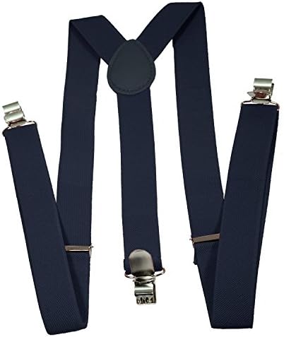 Suspenders For Men - Elastic Y-back style Suspender - Adjustable Back - Never Comes Loose by Twom Sales (Navy Blue)