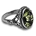Sterling Silver Green Amber Oval Ring, Size 7