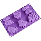 Joyi 6-Cavity Lovely Kangaroo Turtle Frog Hedgehog Silicone Cake Chocolate Soap Decoration Mold Random Color