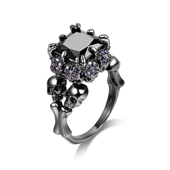 DALARAN-Womens-Unique-Skull-Cubic-Zirconia-Rings-Black-Purple-Stone-Claw-Gothic-Rings-Birthday-Gift-Size-8