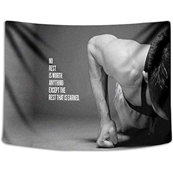 Tapestry Wall Cloth Fabric Hanging For Bedroom Dorm Apartment Decoration Background Bodybuilding Men Girl Fitness Workout Quotes Motivational Inspiration Muscle Gym Font 153x102cm(60x40inch) (008)