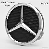 Mercedes Benz Wheel Center Caps - Black Carbon Fiber - Set of 4 - New - Mercedes Benz Wheel Caps – AMG Wheel Center Caps - 75mm/ 3 Inch - Mercedes Center Wheel Caps - Mercedes Wheel Caps MB Hub Caps