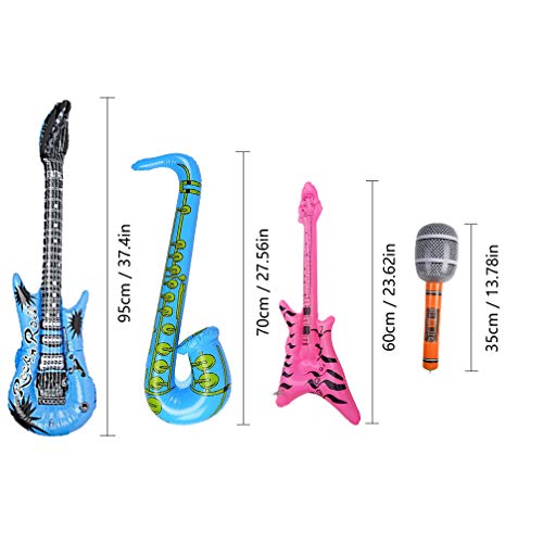 Wenosda 9pcs Inflatables Guitar Saxophone Microphone Musical Instrument for Party Decoration Prop (9pcs Random Color) - Thumbnail 2
