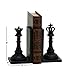 Deco 79 Polystone King and Queen Chess Bookend Pair, 5 by 8-Inch, Walnut Brown/Black