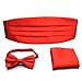 PenSee Mens Formal Solid Pre-tied Bow Tie & Pocket Square & Cummerbund Set