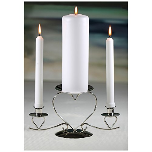 All Things Weddings Wedding Accessories, Unity Candle Stand, Triple Heart, Silver, 10.5-Inches x 5.5-Inches - Thumbnail 4
