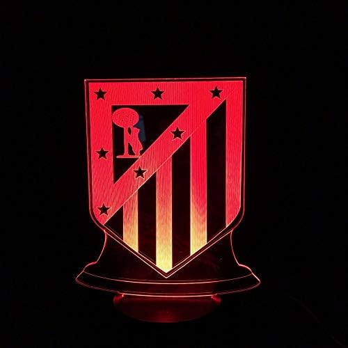 FaceToWind Football Soccer Team Series Night Lights Colorful Color Brightness Adjustable USB and Battery-Powered Acrylic Material Home Decorations for Kids, Atletico Madrid [Energy Class A++]