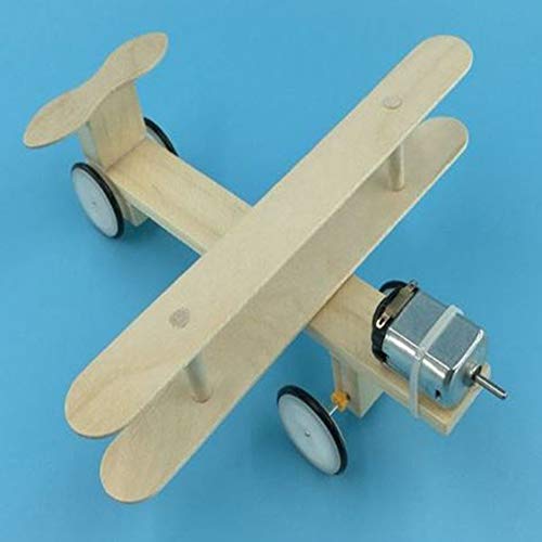 Children Kids Wooden DIY Assembled Electric Airplane Glider Plane Model Toy